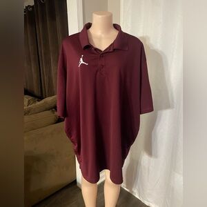 Maroon Burgundy Polo Shirt with Logo Jumpman Jordan Mens top size 4XL Dri Fit